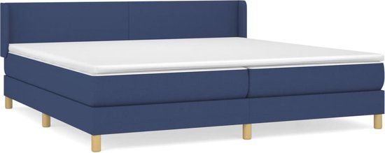 vidaXL Boxspring met matras stof blauw 200x200 cm