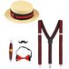 Widmann 68541 - kostuumset De Wilden 20-delige set, 5-delig, strohoed, bretels, vlinderdas, snor en sigaar, Charleston, gangster, maffia-bat, accessoires, carnaval, verkleding, themafeest