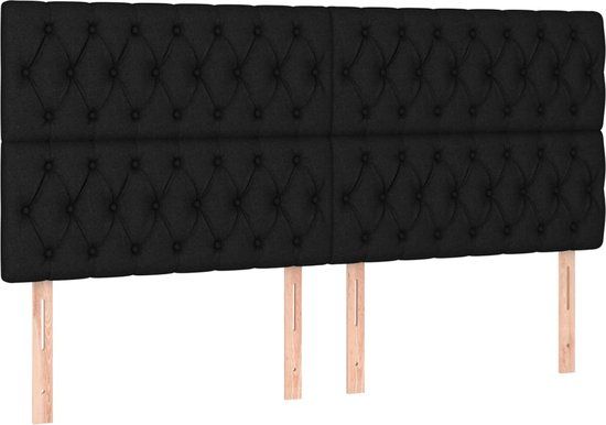 vidaXL Hoofdbord Zwart Stof 200x7x118/128 cm