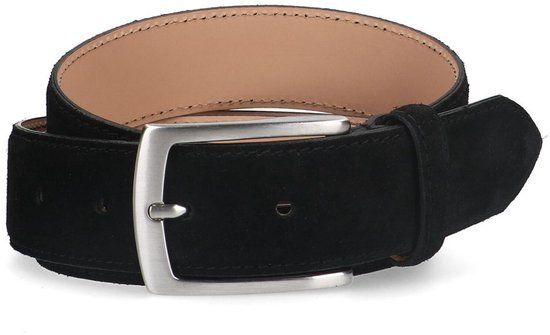 Manfield Zwarte Suède Riem Heren Maat 85