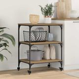 VidaXL Keuken trolley artisan eiken 60 x 41 x 76 cm bewerkt hout