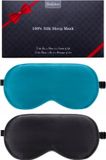 BeeVines 2x Zijden Slaapmasker - Verstelbaar, Ademend, Volledige Verduistering, Zwart/Blauw
