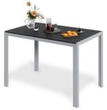 Table de jardin - Table rectangulaire de balcon et de salle à manger - Meuble d'extérieur avec plateau en WPC - Cadre en métal résistant aux intempéries - 110x70x73 cm - Noir