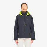 DECATHLON Veste imperméable coupe-vent de voile femme sailing 500 gris foncé capuche jaune