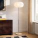 Nola Lampadaire Elovie, naturel/chrome, tissu/travertin, 160 cm
