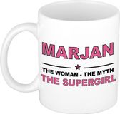 Bellatio Decorations naam cadeau mok - Marjan - Woman Myth Supergirl - koffiemok - 300 ml - collega - moederdag