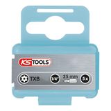 KS Tools 910.2348 1/4" RVS Bit met boring, TB20, 25mm, 5 per pak