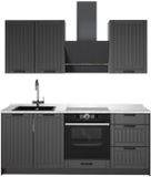 Vicco Eenpersoonskeuken Fame-Line, Donkergrijs/Antraciet, 190 cm, WB Marmer