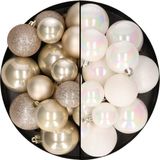Decoris Kaemingk B.V. Kerstballen 60 stuks - mix parelmoer wit/champagne - 4-5-6 cm - kunststof