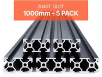 VEVOR Set van 5 profielen in aluminium van 1000 mm met T-groeven, profiel in aluminium 2040, rail lineaire geanodiseerd volgens Europese normen, profiel met sleuf voor 3d-printers, machines CNC, projecten doe-het-zelf, lasergraveren, noir