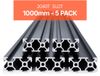 VEVOR Set van 5 profielen in aluminium van 1000 mm met T-groeven, profiel in aluminium 2040, rail lineaire geanodiseerd volgens Europese normen, profiel met sleuf voor 3d-printers, machines CNC, projecten doe-het-zelf, lasergraveren, noir