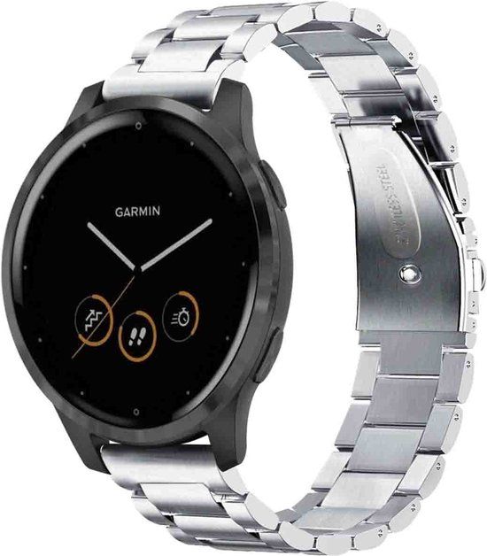 iMoshion Stalen 18 mm bandje - Zilver - Geschikt voor Garmin Vivoactive 4s / 3s, Venu 2s, Vivomove 3s, Fossil Gen 6 / 5e