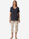 Uncover by Schiesser SCHIESSER uncover by SCHIESSER Pyjama Nightwear Dierenprint Blauw/grijs Vrouwen Korte mouw Katoen Maat 42