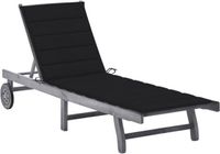 vidaXL Lit de jardin avec coussin acacia massif gris