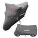 BUSHBOCK® Premium Cover Indoor motorfiets afdekzeil stofbescherming elastische, ademende fluwelen stretchstof (XL - XXL, grijs)
