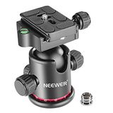 Neewer Statiefkoppen professioneel metaal 360 graden draaibare panoramagelkop met 1/4" snelwisselplaat en waterpas, tot 8 kg voor statief monopod schuifregelaar DSLR camera camcorder
