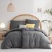 TRANKIELO® - Housse de couette anthracite 135x200 cm - Ensemble de literie 4 pièces en microfibre avec taies d'oreiller