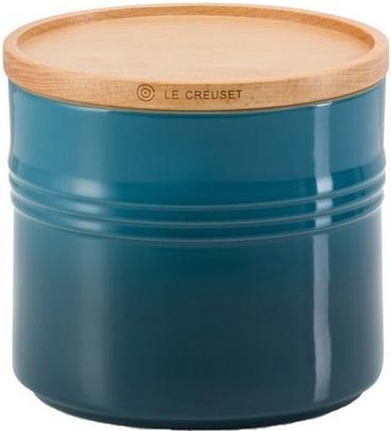 Le Creuset voorraadpot met houten deksel ø 14 x 12 cm aardewerk Deep Teal