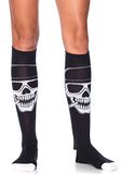 Leg Avenue 5603 - Biker Babe skeleton knee highs, Einheitsgröße, Schwarz-Weiss