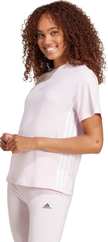 Adidas Sportswear Essentials 3-Stripes Katoenen T-Shirt - Dames - Roze