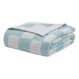 bearberry Fuzzy dambord rooster plaid zachte gezellige warme microvezel alle seizoenen deken decor voor bank slaapbank reizen thuis (babyblauw, 127 x 152 cm)
