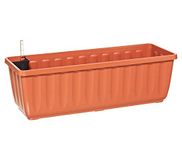 Dehner Aqua-Flor Plus bloembak met irrigatiesysteem, ca. 58,5 x 22 x 19 cm, kunststof, terracotta