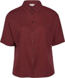 s.Oliver Vrouwelijke Linnen Mengsel Korte Mouwen Blouse met Hemdneck