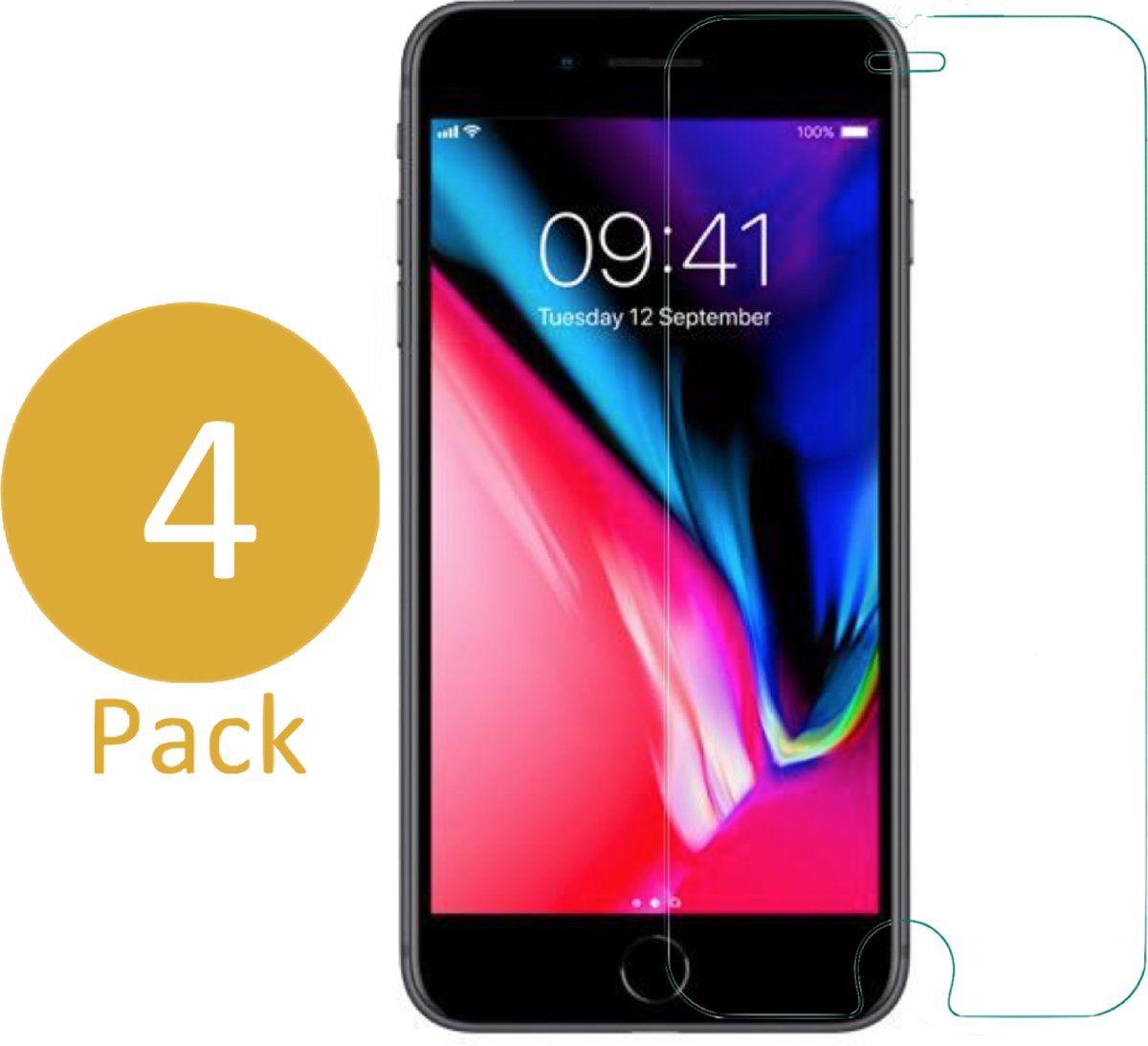 iCall 4x Screenprotector voor Apple iPhone 8 Plus - Screen Protector Gehard Glass Transparant