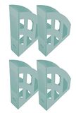 helit H2661032 - Tijdschriftenhouder „the green bridge“ DIN A4 | 4 documentenhouders in turquoise, gemaakt van gerecycled kunststof, met het Blauer Engel-keurmerk