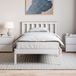 Vida Designs Milan Eenpersoonsbed, 91 cm, bedframe, massief grenenhout, hoofdeinde, laag voeteneinde, slaapkamermeubilair, wit en grenen