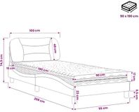 vidaXL Lit avec matelas "Hvar" tissu bleu 90x190 cm