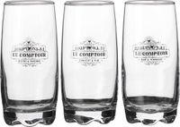 Urban Living longdrinkglazen Comptoir - gedecoreerd glas - 3x stuks - 390 ml - sap/water/drinkglas