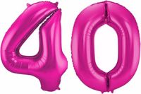 Shoppartners Bv 40 jaar verjaardag folie ballon cijfers roze 88 cm