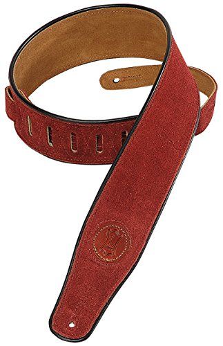 Levy's Leathers Suede lederen gitaar riem, bordeaux