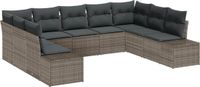 vidaXL Tuinbank, set van 9 stuks, grijs, rotan tuinbank