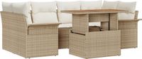 vidaXL Tuinbank Set Beige Poly Rattan