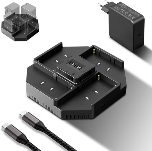 NEEWER NPF-acculader voor NP-F550 NP-F750 NP-F970 camcordercamera, 100 W PD snel opladen met PD 100 W GaN snellader, USB C naar USB C-kabel, OLED-display, NW-F4