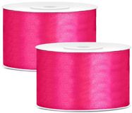 Merkloos Partydeco Hobby Sierlint satijn - 2x - Donkerroze - 25 meter