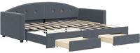 vidaXL Slaapbank met onderschuifbed en lades 90x190 cm fluweel donkergrijs