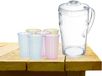 Forte Plastics Water/Sapkan 2 Liter Transparant Kunststof + 12x Gekleurde Glazen 200 ML