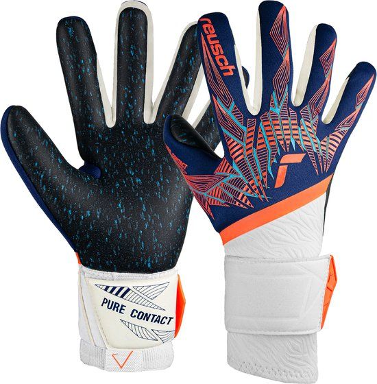 Reusch Pure Contact Fusion Keepershandschoenen - Maat 8 - Zwart/Blauw/Oranje - Voetbal - Volwassenen