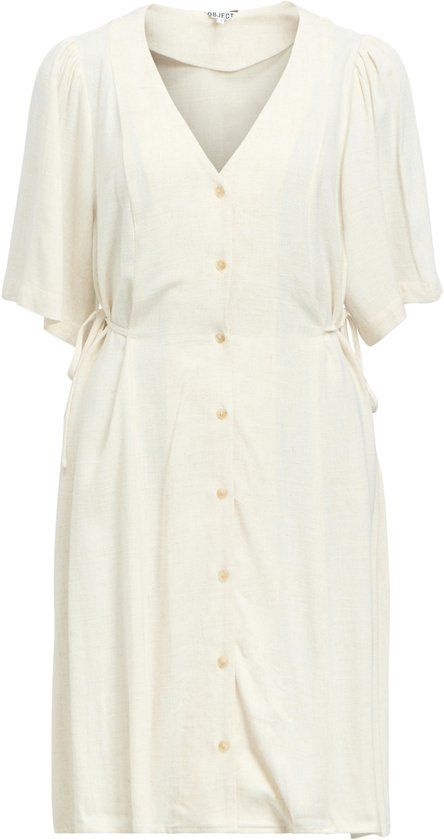 Object midi-jurk V-hals knoop Sandshell