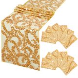 Gouden tafelloper 12 stuks 30 x 183 cm bloemen pailletten tafellopers voor feestdecoraties verjaardag bruiloft verloving bruids babyborrel vrijgezellenfeest vakantie viering