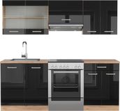 Vicco R-Line Unité de cuisine complète – 200 cm, chêne WB chêne noir/or brillant