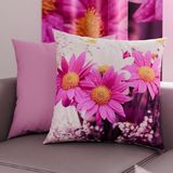 PETTI Artigiani Italiani - Paar kussenslopen 60 x 60 cm, van microvezel, decoratief kussen voor slaapkamer, bank, woonkamer, set van 2 kussenslopen, bloemenpatroon, violet 2, 100% Made in Italy