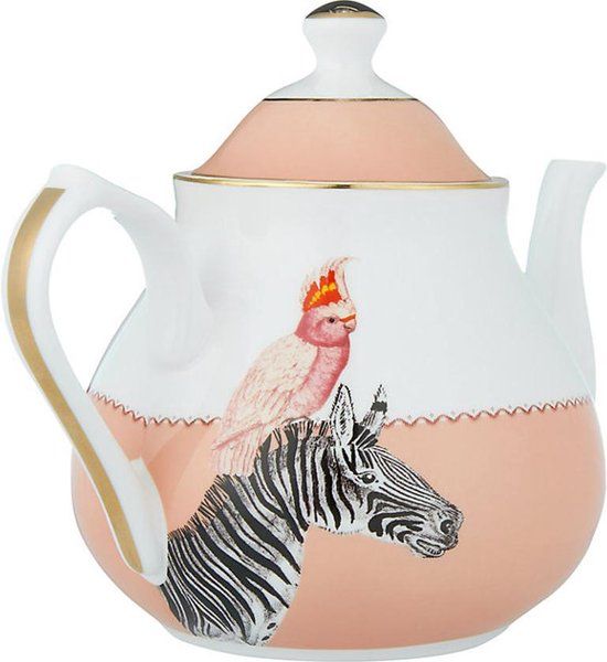 Yvonne Ellen London Theepot - 1.6L - Zebra & Kaketoe - Porselein - Cadeaudoos