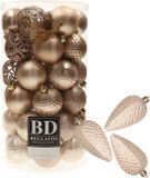 Bellatio Decorations Shoppartners Bv Kerstballen en dennenappel ornamenten - 43x stuks - kunststof - champagne