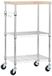 Amazon Basics Keukentrolley, 3 verdiepingen, wieltjes, voor magnetron, met houten bovenkant, en in hoogte verstelbare chromen planken, 79,5 kg capaciteit, hout/chroom