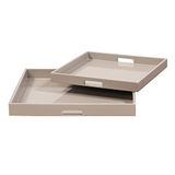 Howard Elliott 83025 Lak Vierkante Houten Dienblad Set, Taupe