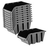 KADAX Workshop stapelkist, stapelbox van PP-kunststof, opbergbox in verschillende maten, opbergdozen voor gereedschapswand, opbergdoos, sorteerdoos (zwart, 10 stuks, 155 x 100 mm)